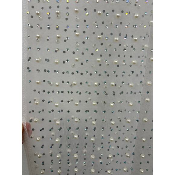 Beach Bunny Champagne Nights Mesh Dress Embellished Evening Statement Nude Sz L - Picture 7 of 13